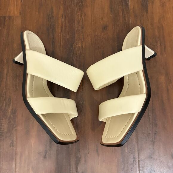 VICENZA ANTHROPOLOGIE Heeled Sandals Cream Leather Kitten Heels NWOB - Picture 5 of 11